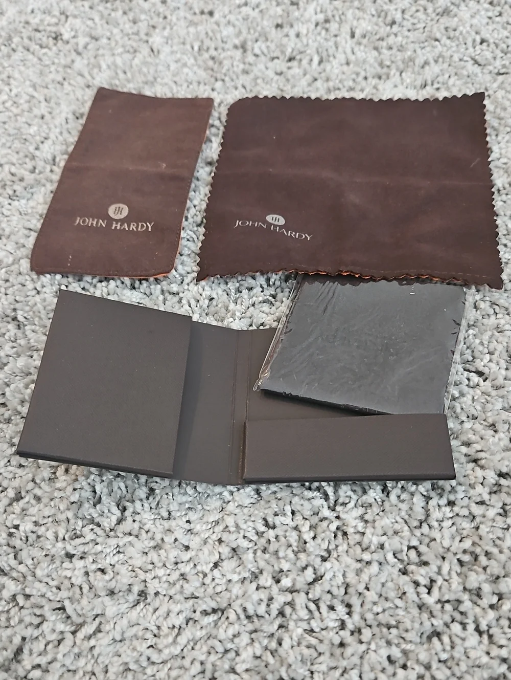John Hardy Dark Brown Cleaning Cloths 2 Used 1 New